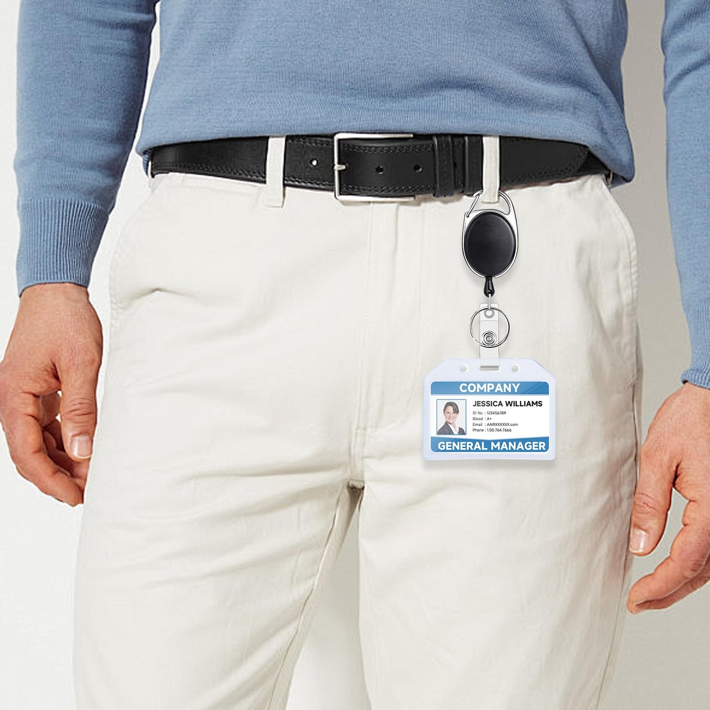 Retractable Badge Holder - 2 Pcs, Extra Thick Plastic, Vertical