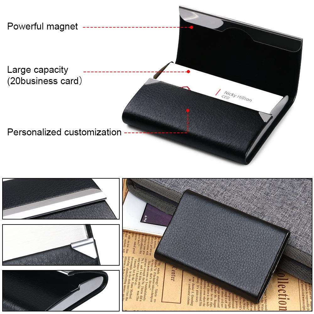 PU Leather Business Card Holder with Magnetic Buckle-CentralDepot247