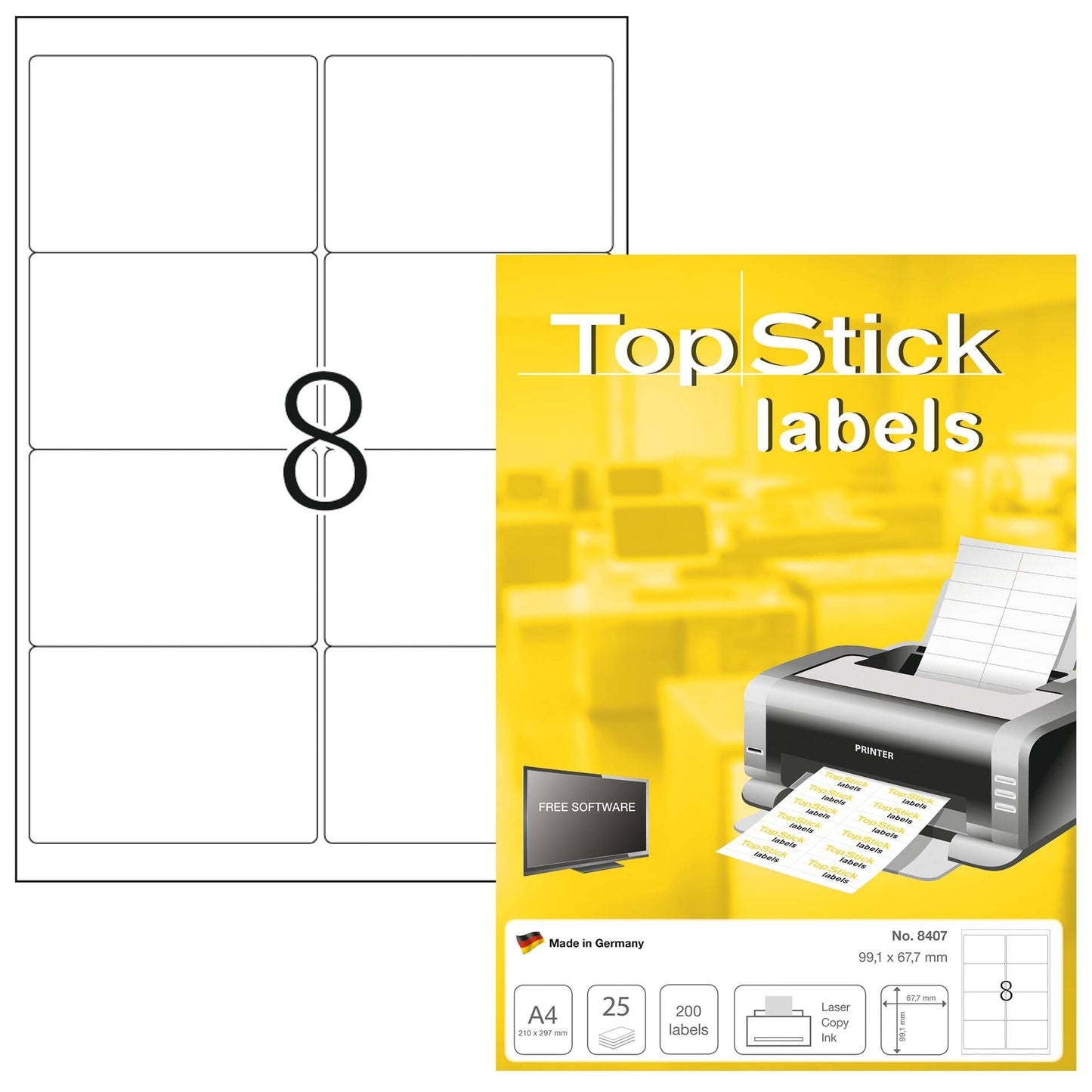 TopStick Self Adhesive Address Labels - 2100 Blank Labels
