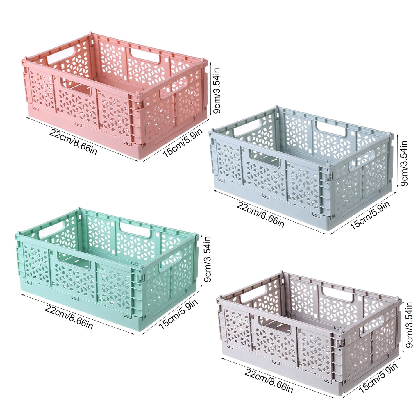 Stackable Storage Baskets - Pack of 6 Pastel Folding Crates-CentralDepot247