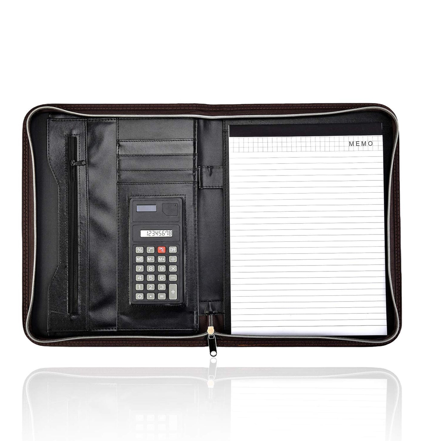 Soft Touch Conference Folder Portfolio A4 with Calculator - Brown-CentralDepot247