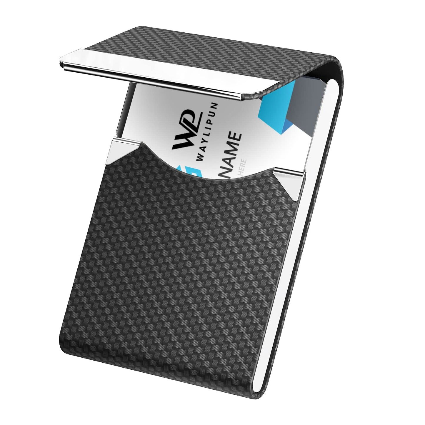 Professional PU Leather & Stainless Steel Business Card Holder - Coffee-CentralDepot247