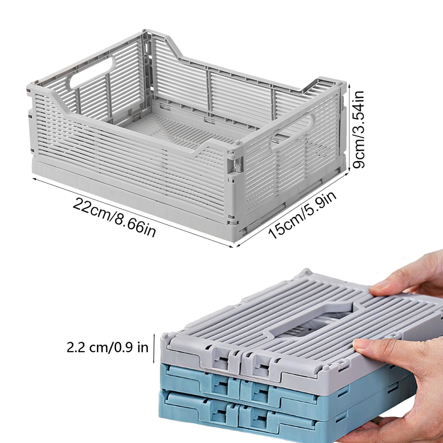 Stackable Storage Baskets - Pack of 6 Pastel Folding Crates-CentralDepot247