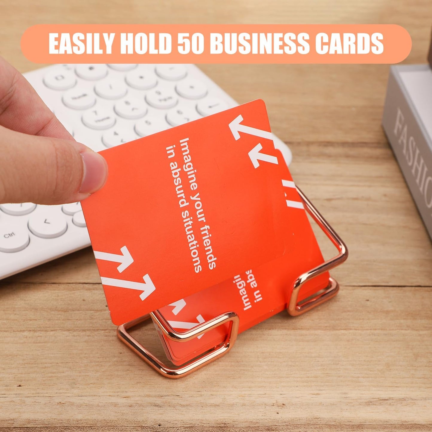 Rose Gold Metal Business Card Holder - 2pcs Desk Organizer-CentralDepot247