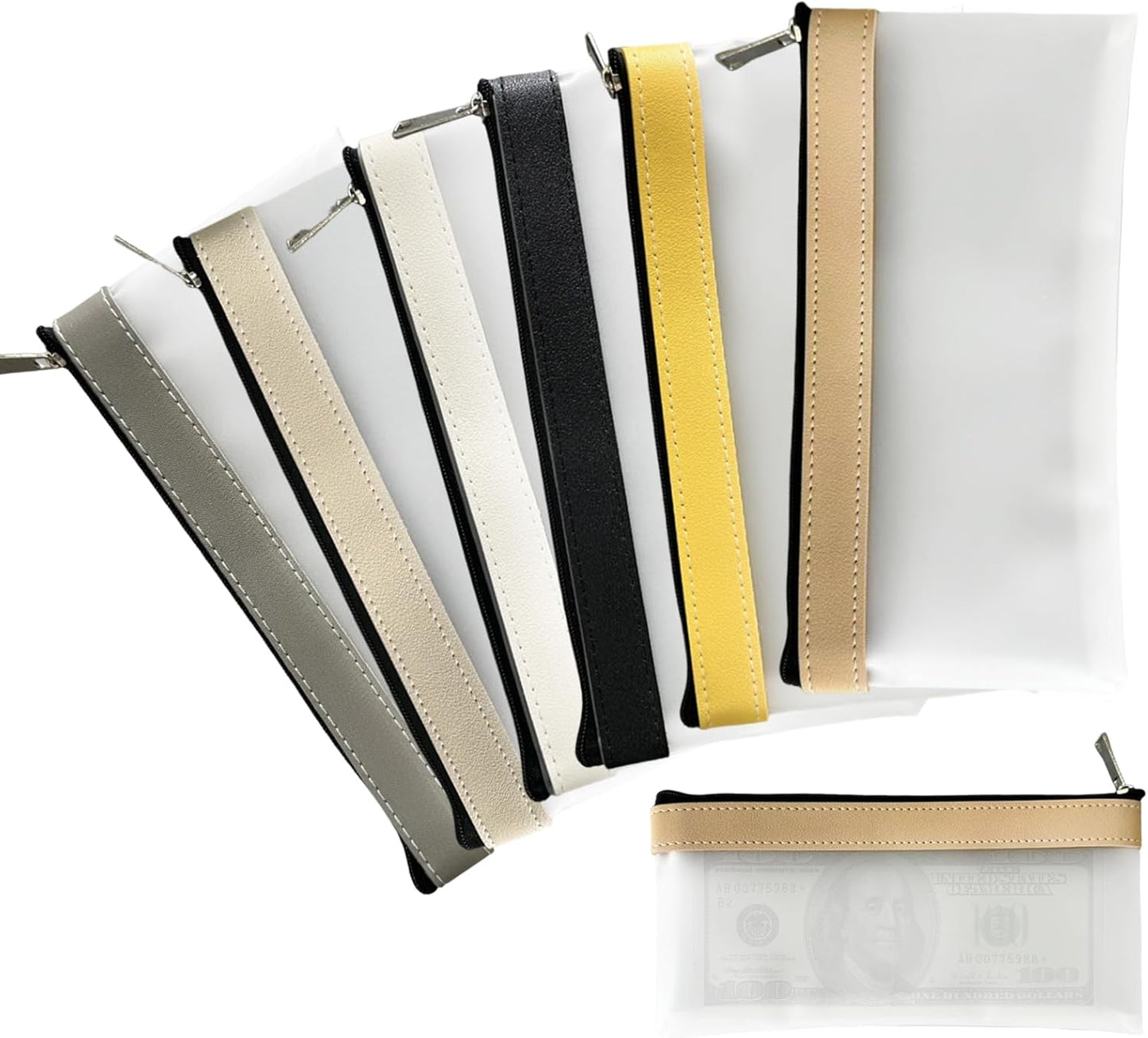 6pcs Clear Money Bags with Zipper - Multi-Purpose Cash Pouches