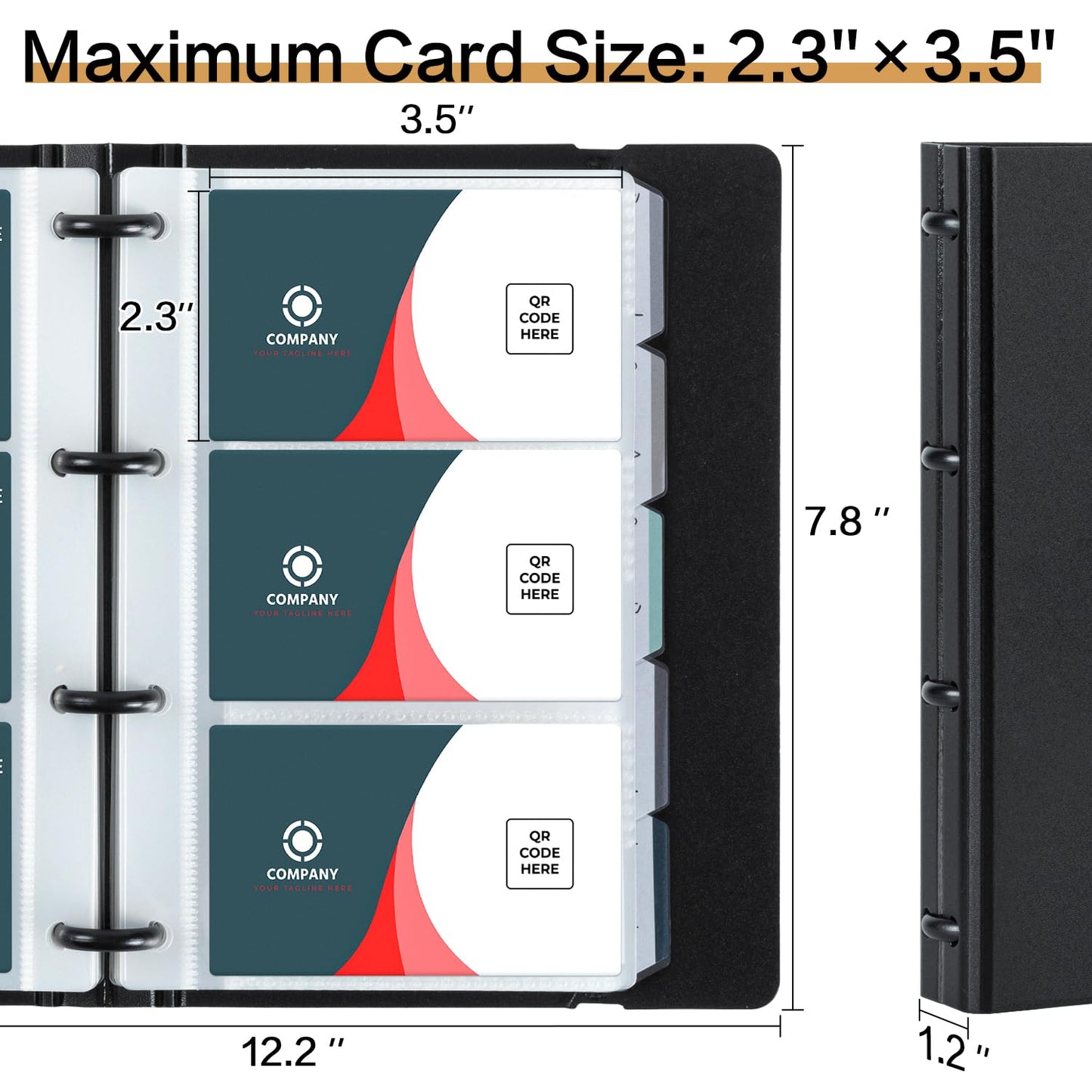 Portable Business Card Holder - Organizes 180 Cards, Black-CentralDepot247