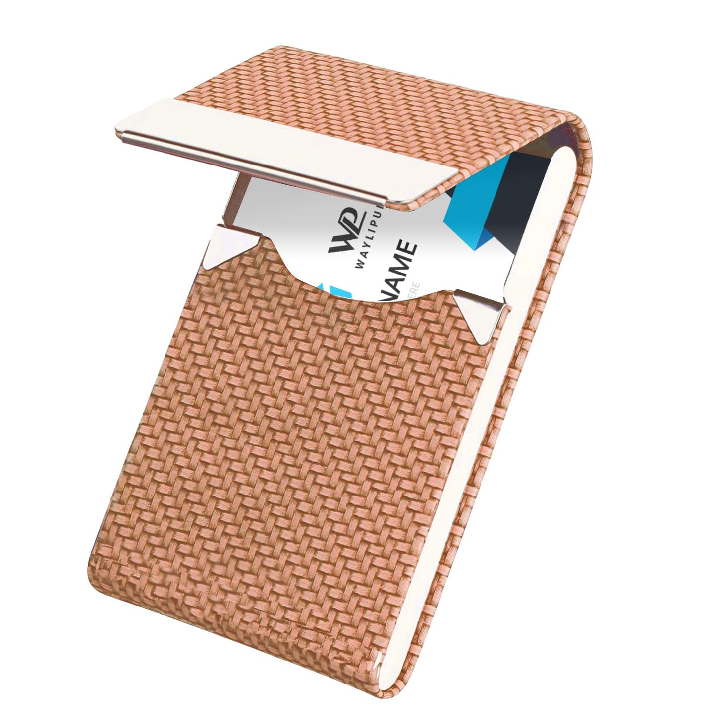 Professional PU Leather & Stainless Steel Business Card Holder - Coffee-CentralDepot247