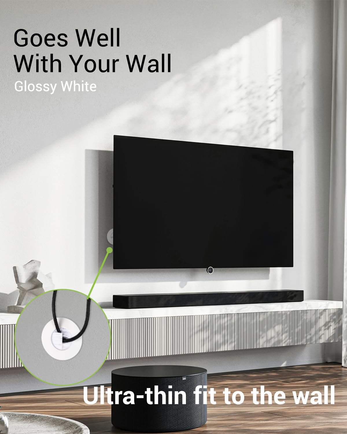 Slim Round Wall Grommet for In-Wall Cable Management - 2-Pack-CentralDepot247