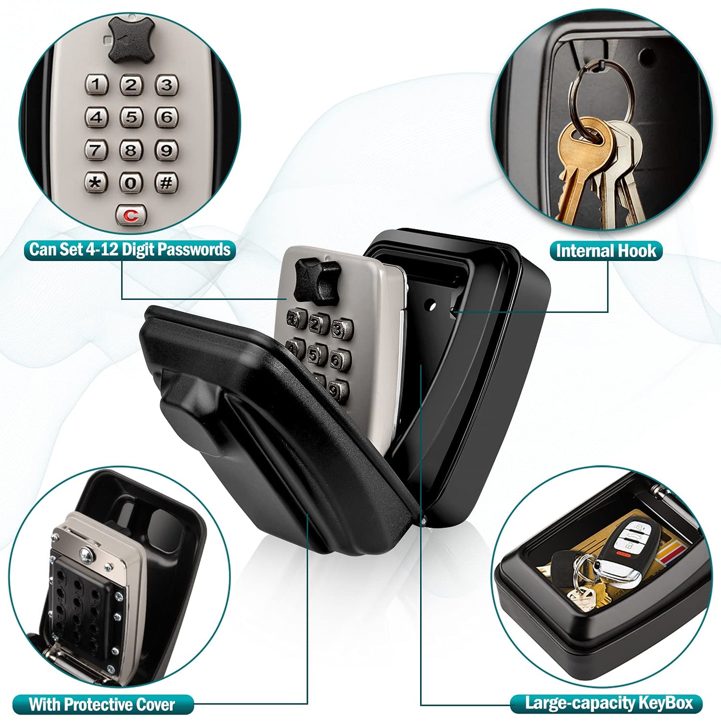 Wall Mounted 12 Digit Combination Key Safe Box for Outdoor Security