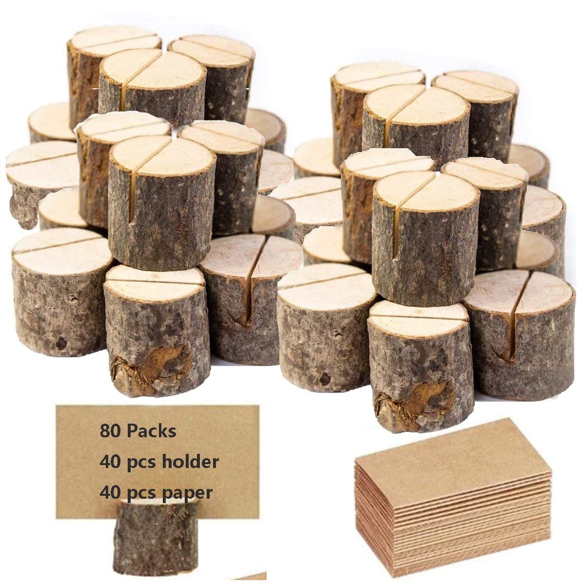 10 PCS Rustic Wooden Memo Clips Holders for Wedding and Party Decor-CentralDepot247
