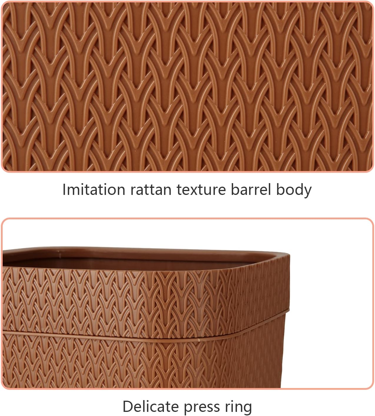 Rattan Patterned Trash Can - Lightweight Waste Bin for Home & Office-CentralDepot247