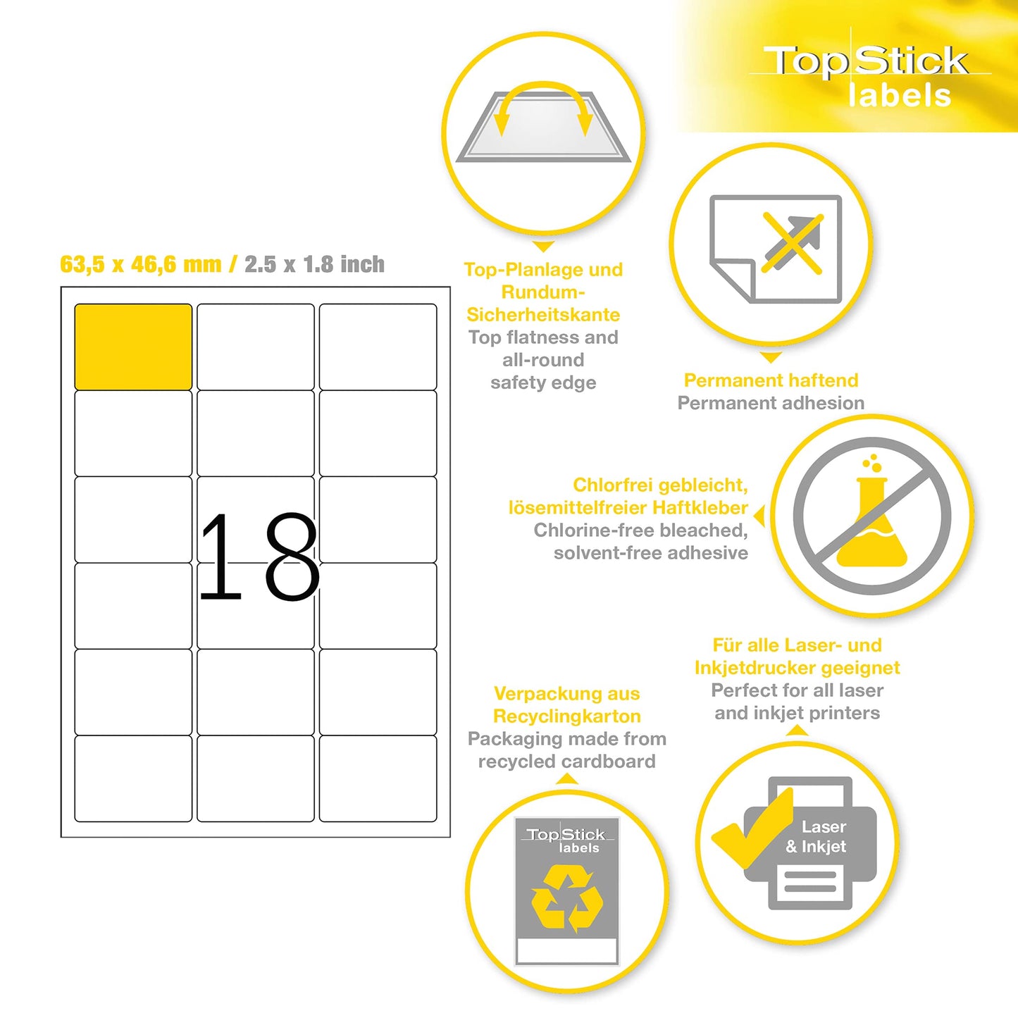 TopStick Self Adhesive Address Labels - 2100 Blank Labels