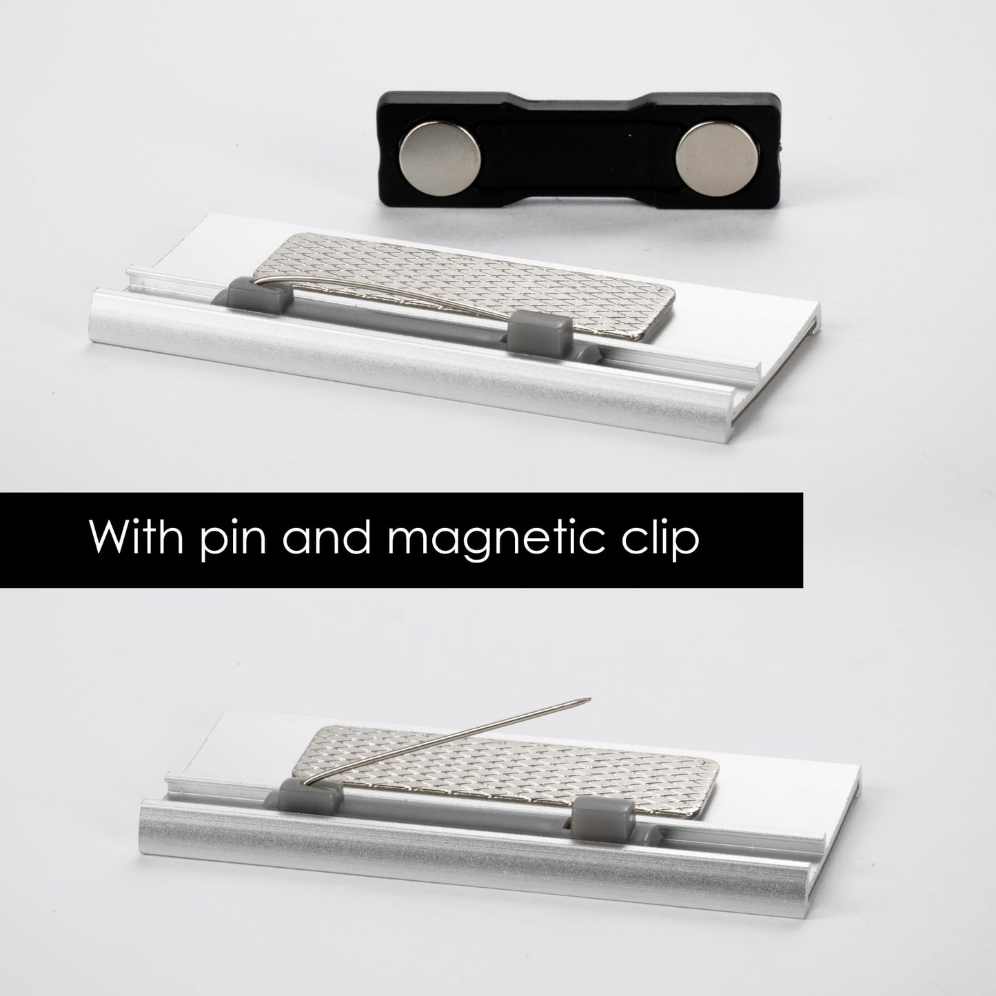10 x Aluminium Name Badges with Magnet and Pin for Events