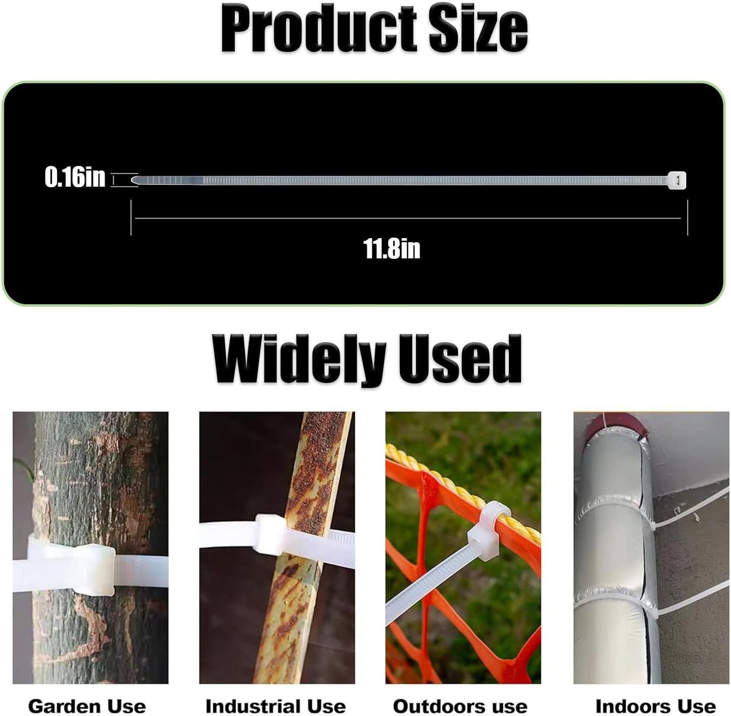 100 PCS Heavy Duty White Plastic Cable Ties - 12 Inch Zip Ties-CentralDepot247