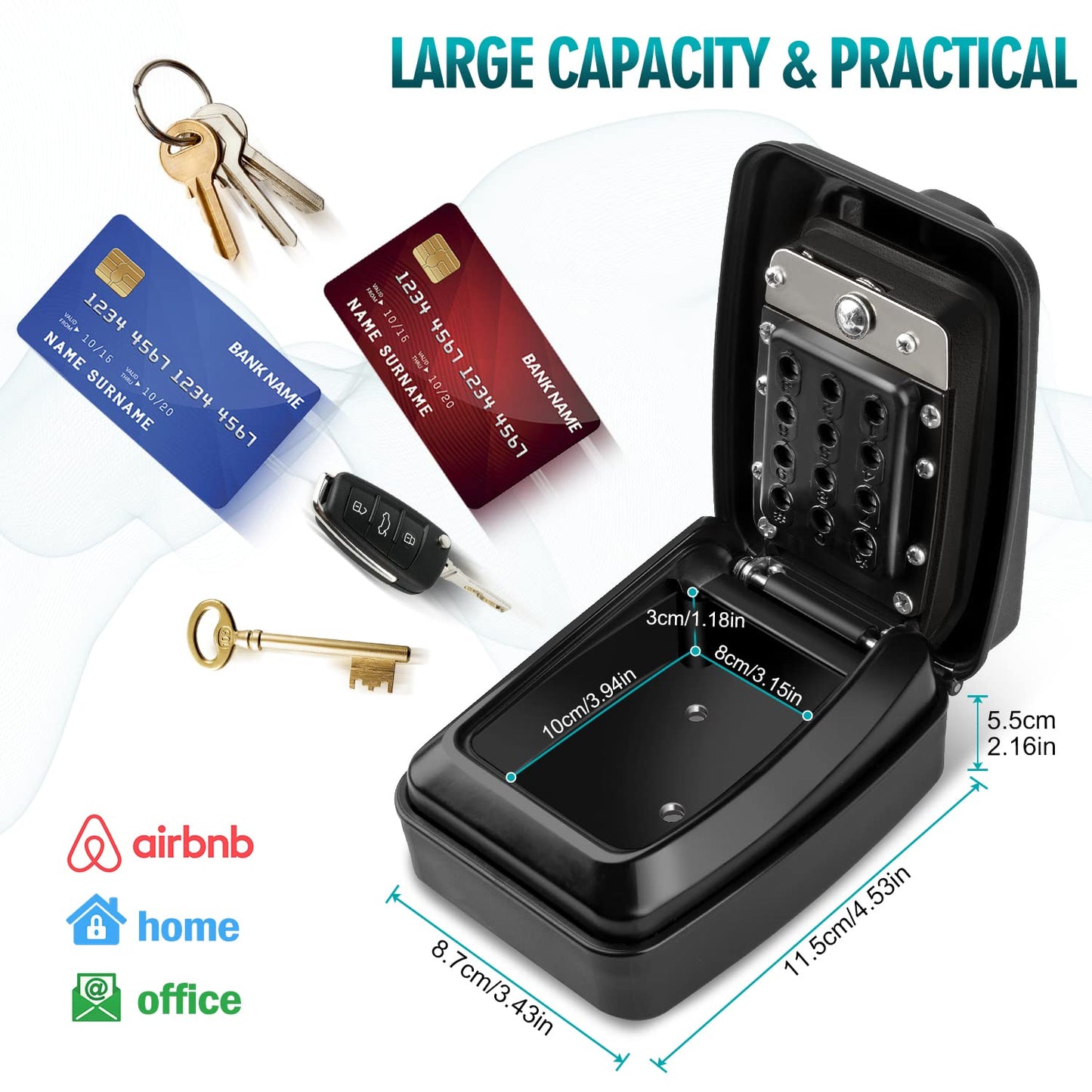 Wall Mounted 12 Digit Combination Key Safe Box for Outdoor Security