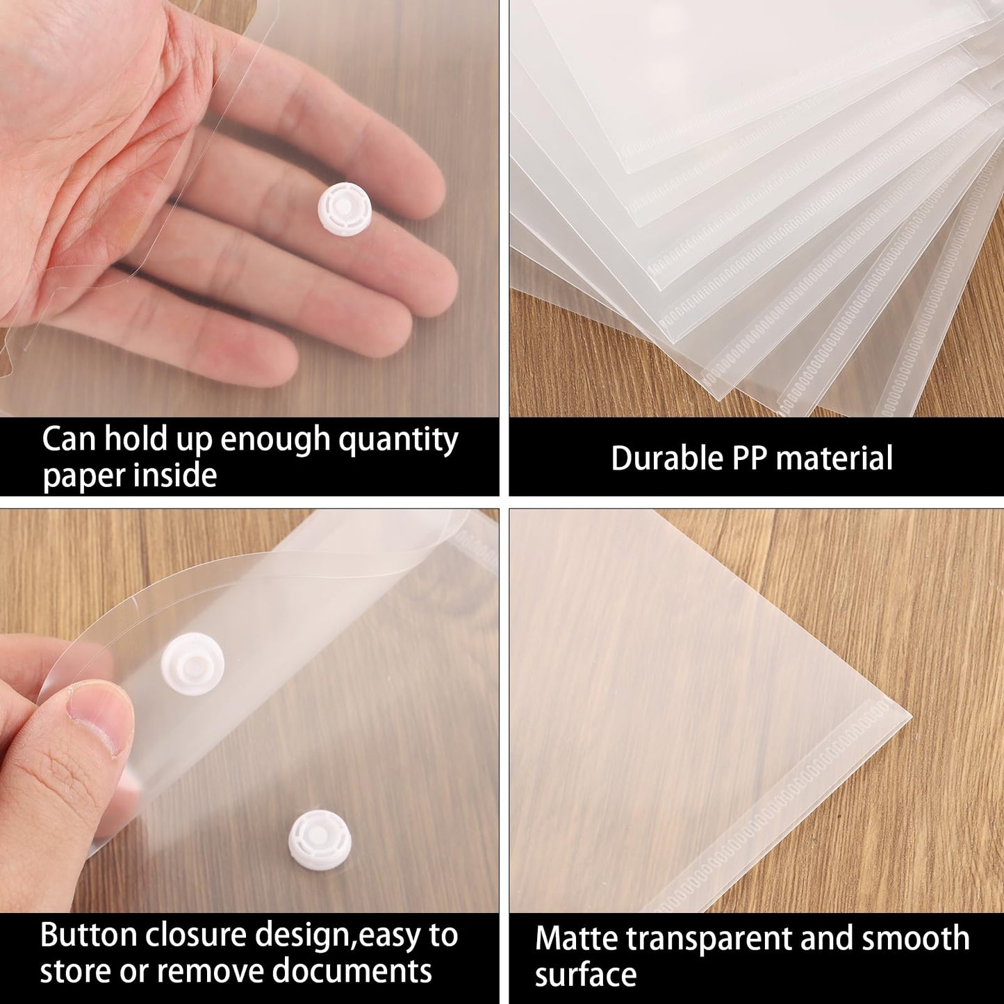 SHUESS 50 Pcs A6 Plastic Wallets - Clear Envelopes for Home & Office