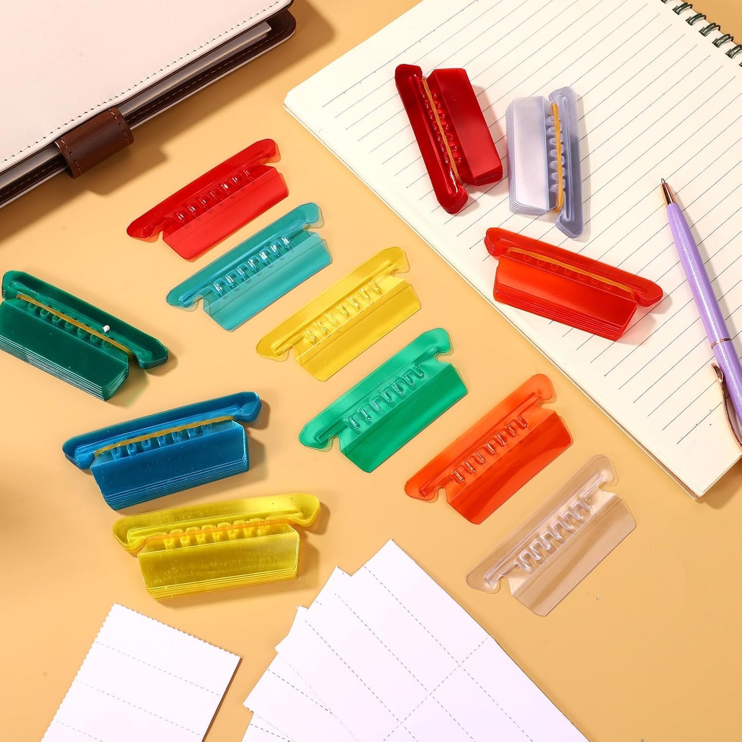 Tinoaly 60pcs Hanging File Folder Tabs, Colored Plastic Labels with Inserts