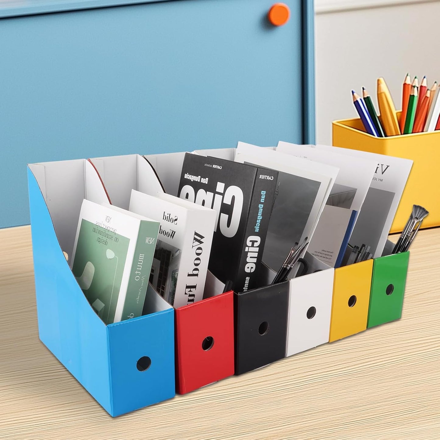 ZOFUN 12 Pcs Cardboard Magazine File Holders, 26 x 27 x 9 cm, 6 Colors