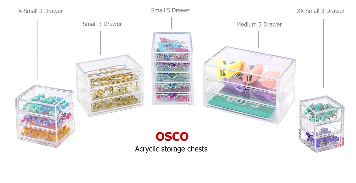 Very Small Clear Acrylic 3 Drawer Chest for Jewelry & Stationery-CentralDepot247
