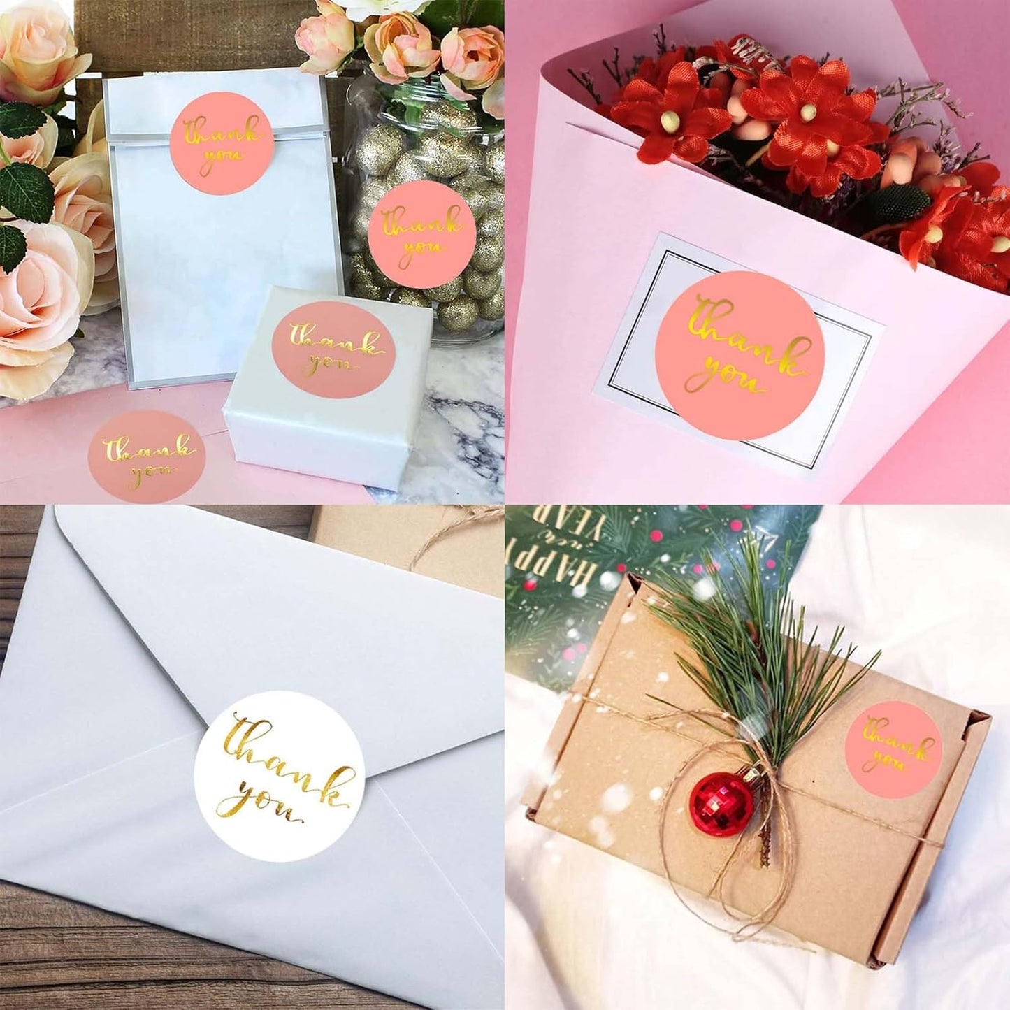 1000 Business Thank You Stickers - 1 Inch Round Labels Roll