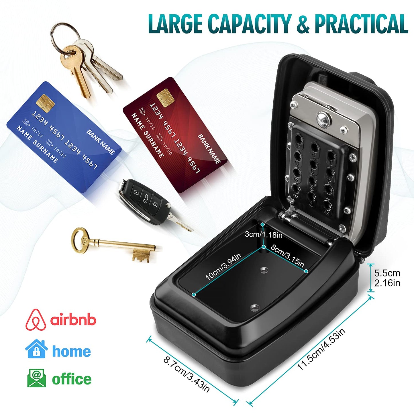 Wall Mounted 12 Digit Combination Key Safe Box for Outdoor Security