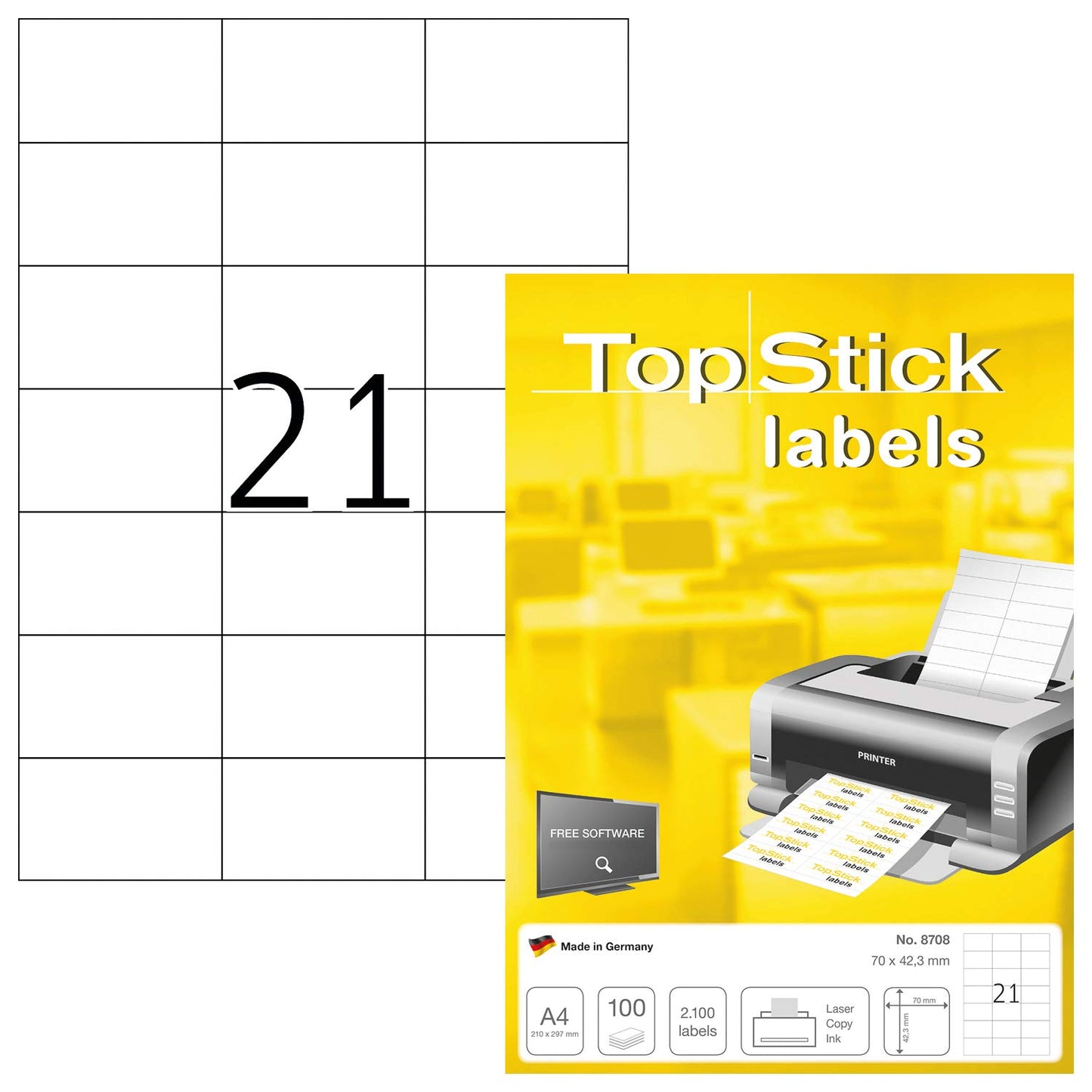 TopStick Self Adhesive Address Labels - 2100 Blank Labels