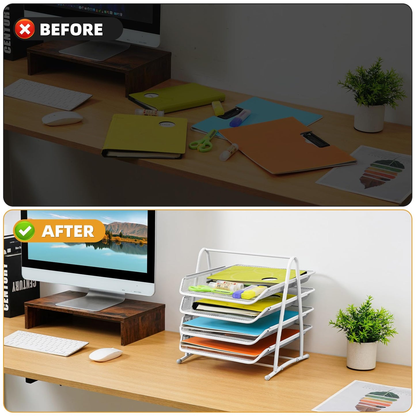 Stackable Desk Organizer and Letter Tray Organizer - 4-Tier Black-CentralDepot247