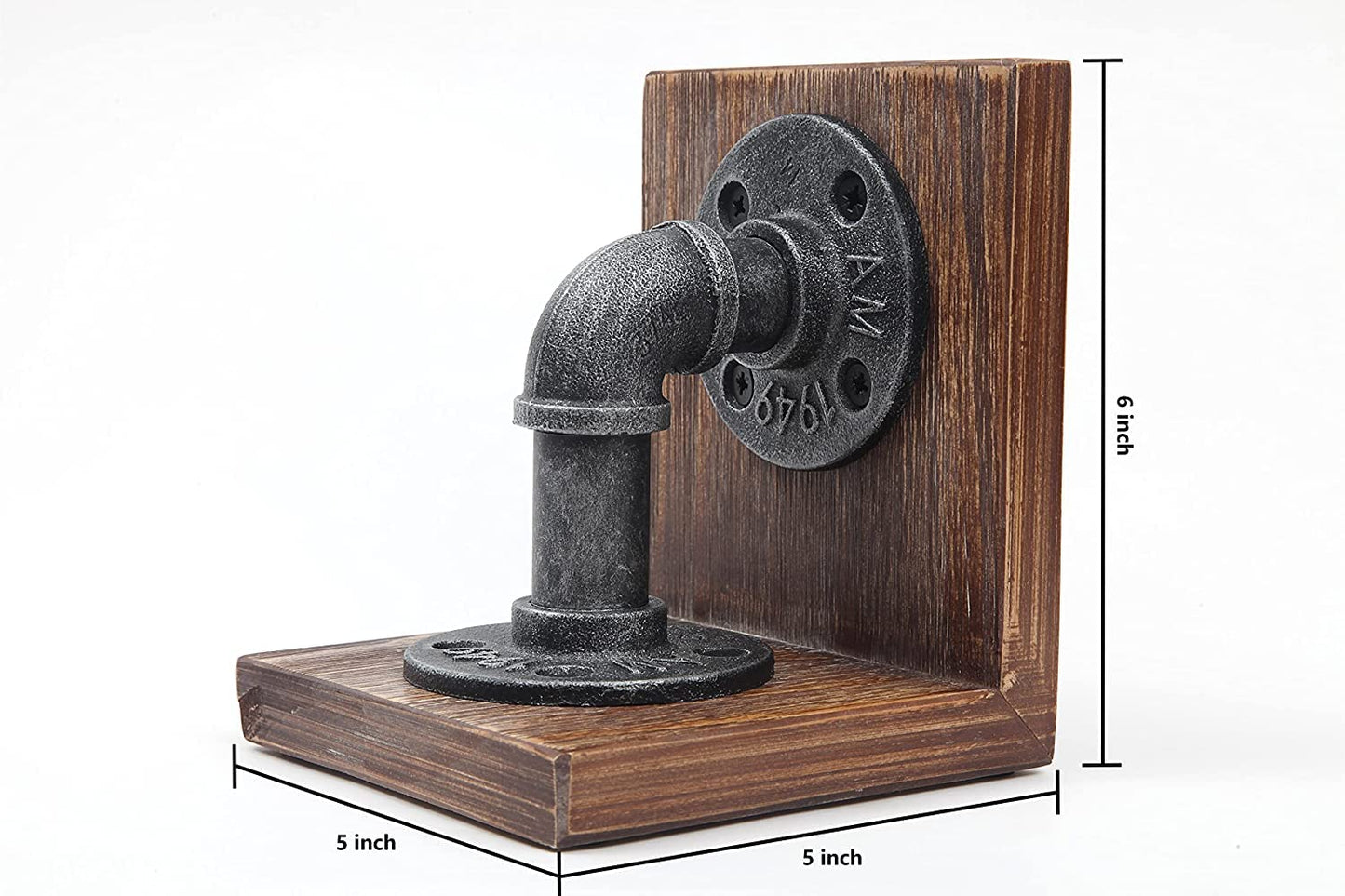 Rustic Industrial Wooden Bookends - Set of 2 (Black-Grey)-CentralDepot247