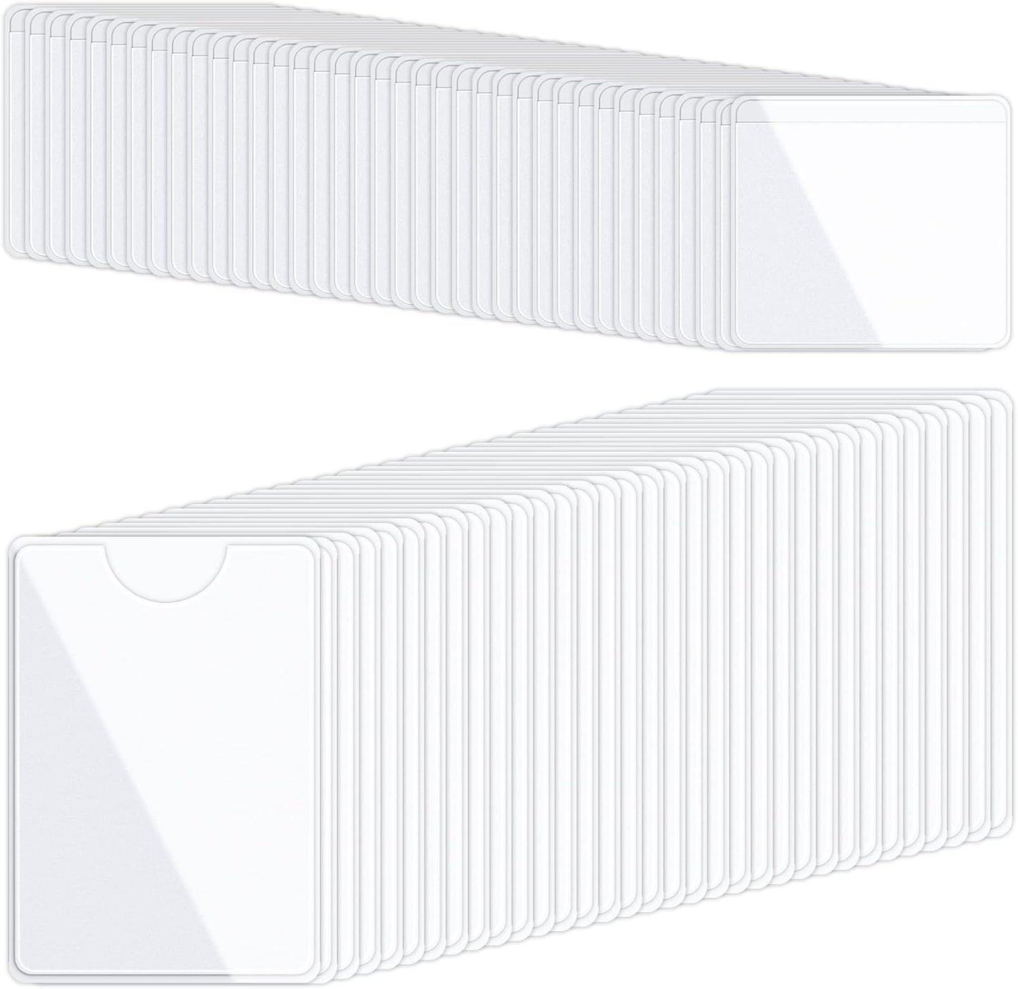 100 Pcs Self-Adhesive Index Card Holders - Clear PVC Business Card Pockets