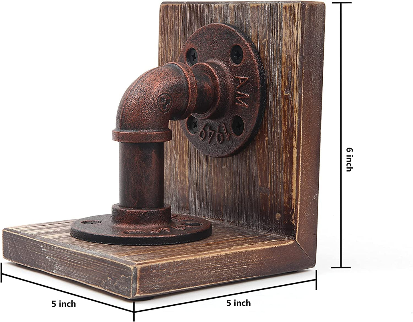 Rustic Industrial Wooden Bookends - Set of 2 (Black-Grey)-CentralDepot247