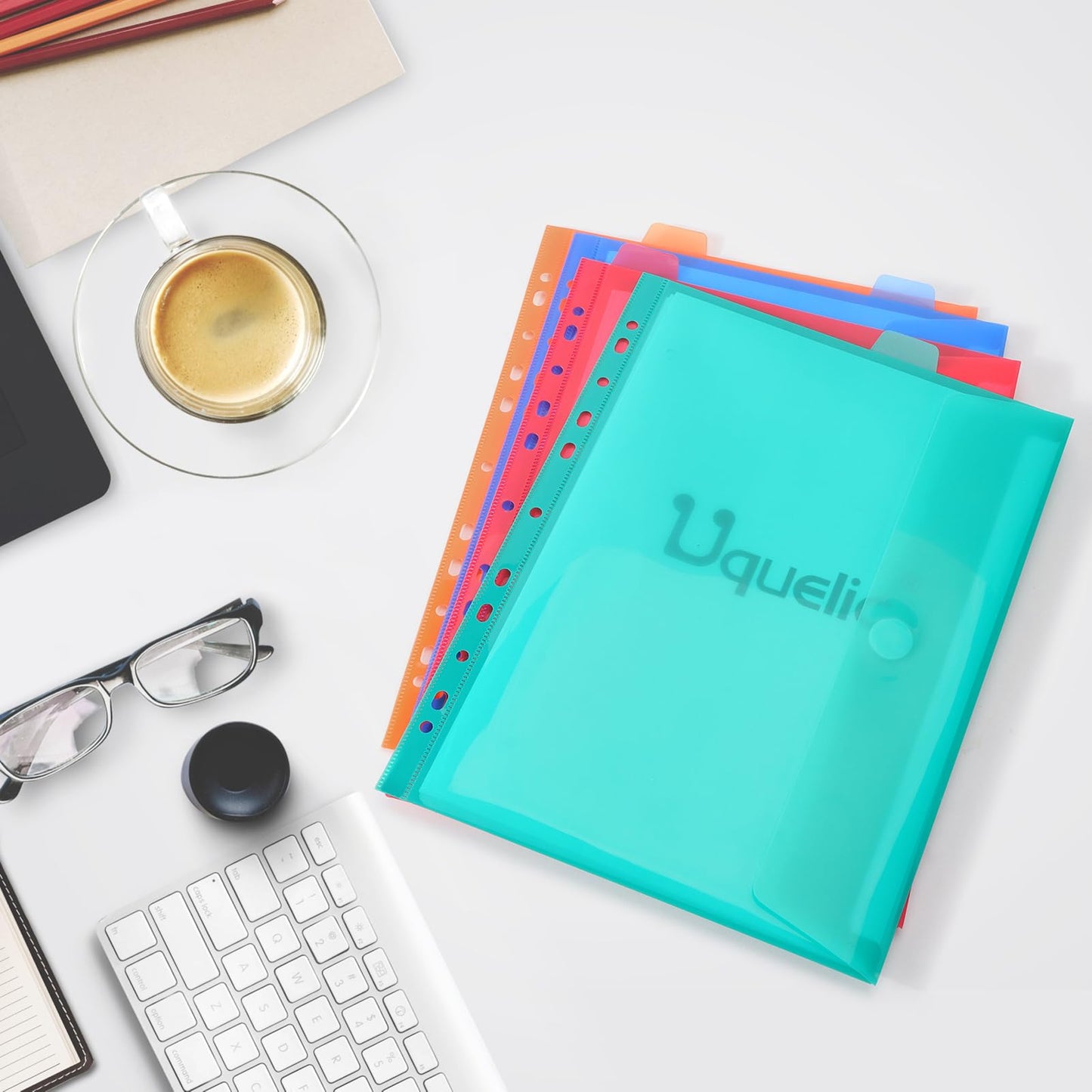 Uquelic 12 Pack A4 Plastic Wallets - Macaron Color Document Sleeves