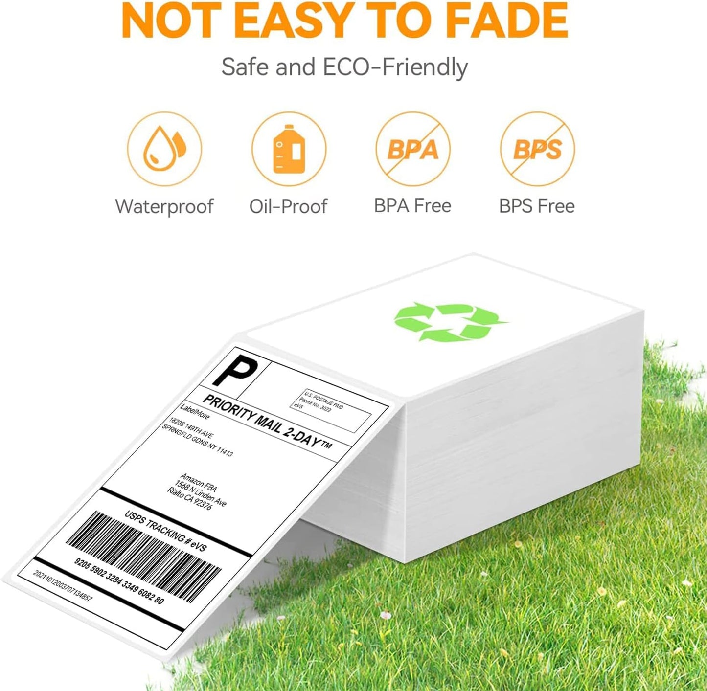 Thermal Fanfold Shipping Labels 4'' x 6'' - 500 Labels, White