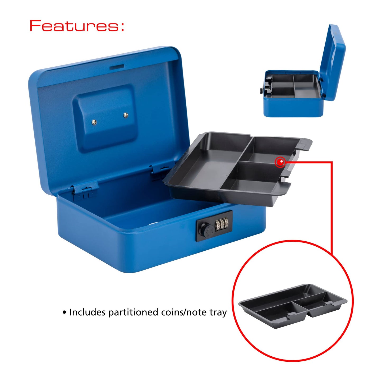 Sterling 10" Combination Lock Cash Box - Blue
