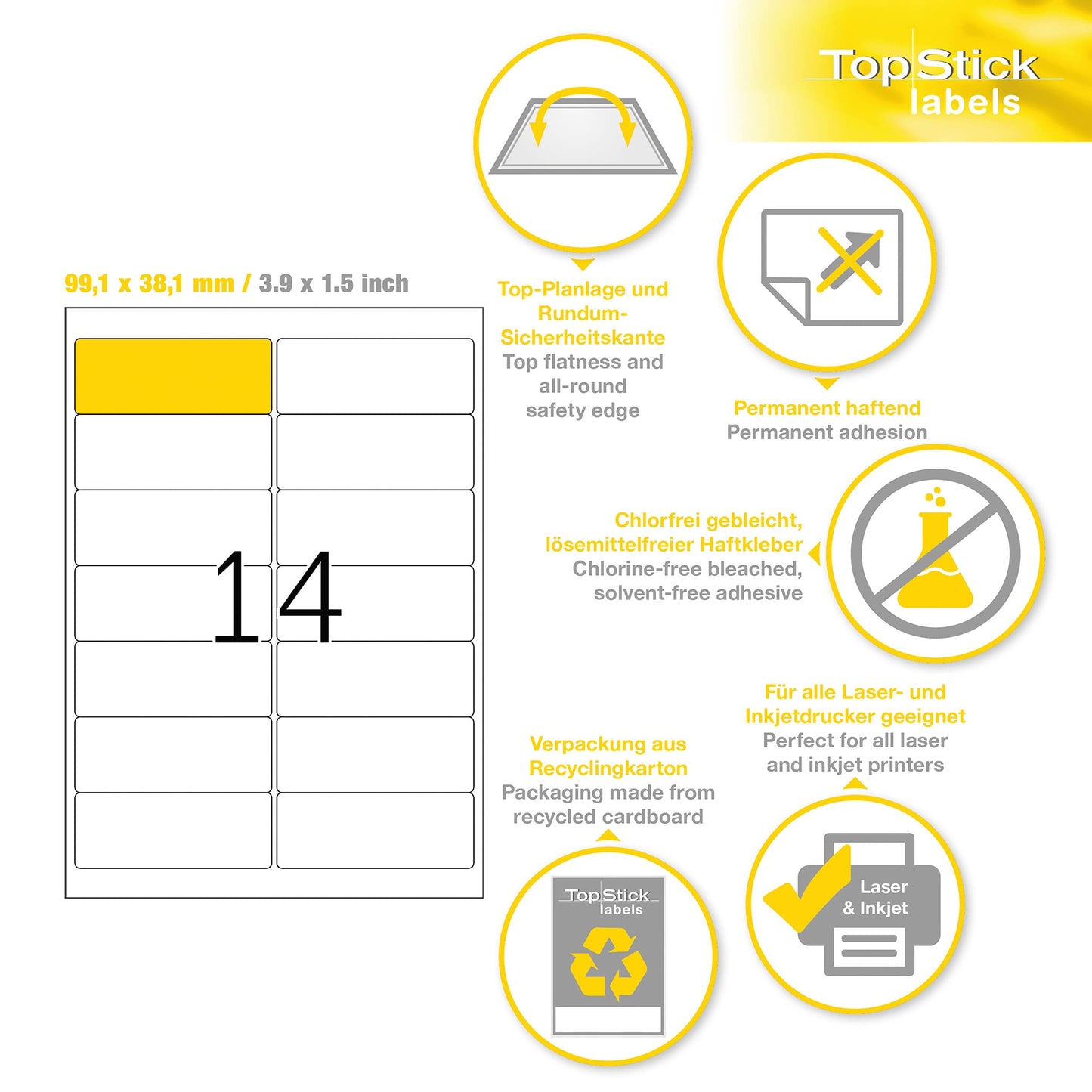 TopStick Self Adhesive Address Labels - 2100 Blank Labels