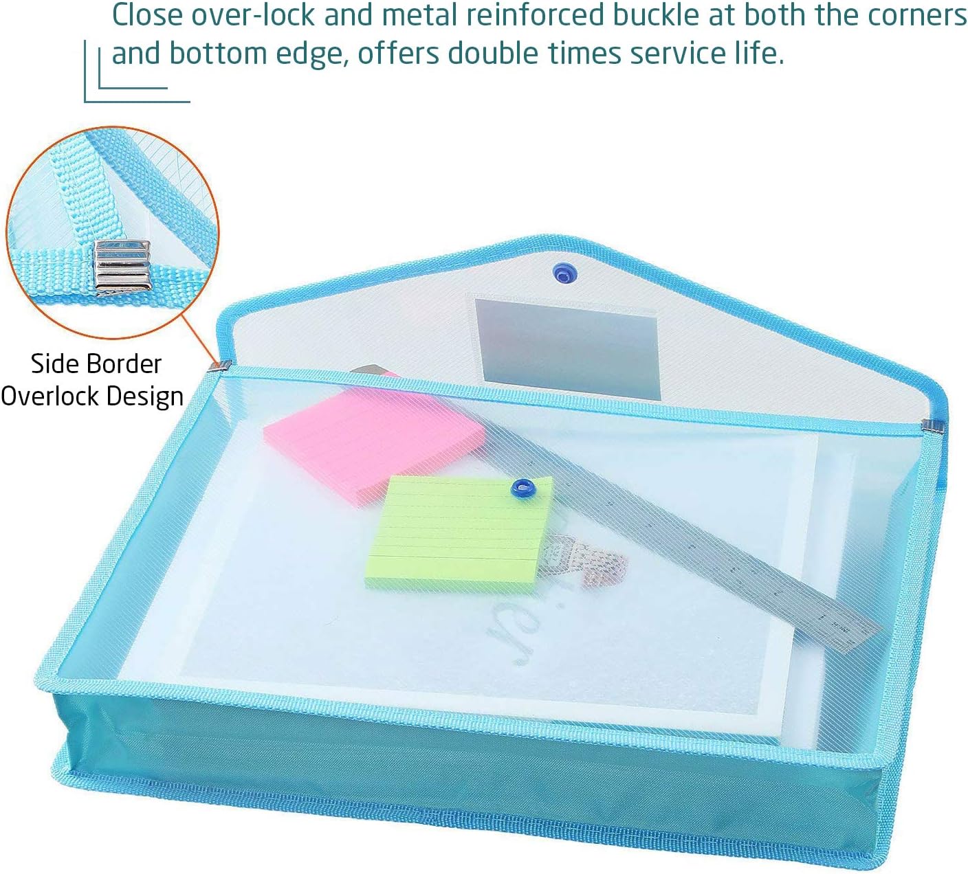 STARVAST 5 Pack A4 Plastic Wallets with Popper - Assorted Colors