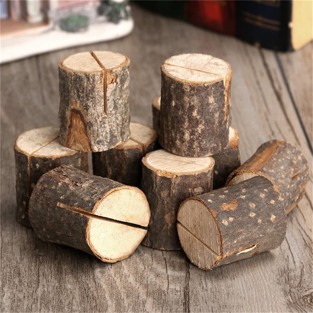 10 PCS Rustic Wooden Memo Clips Holders for Wedding and Party Decor-CentralDepot247