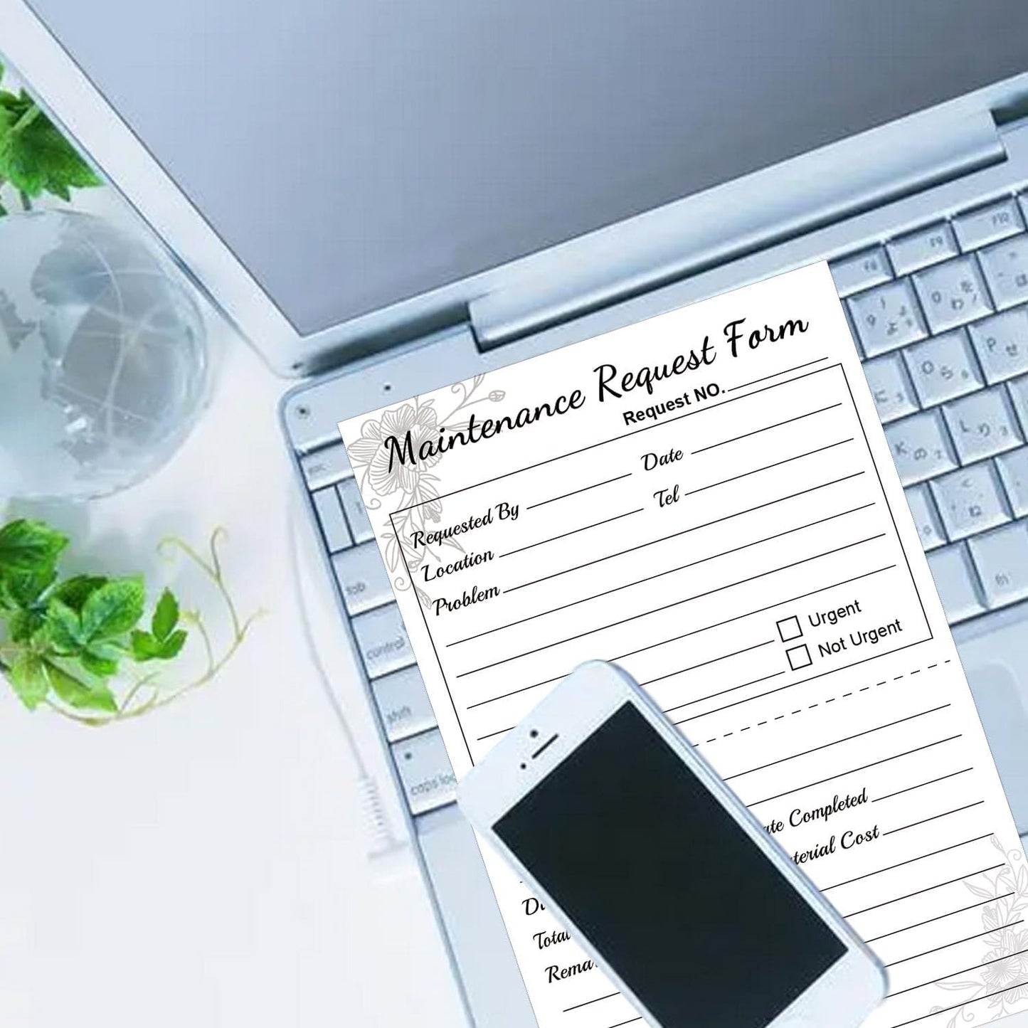 100 Pcs 2 Part Carbonless Maintenance Request Form Book - 5.5 x 8.26 in