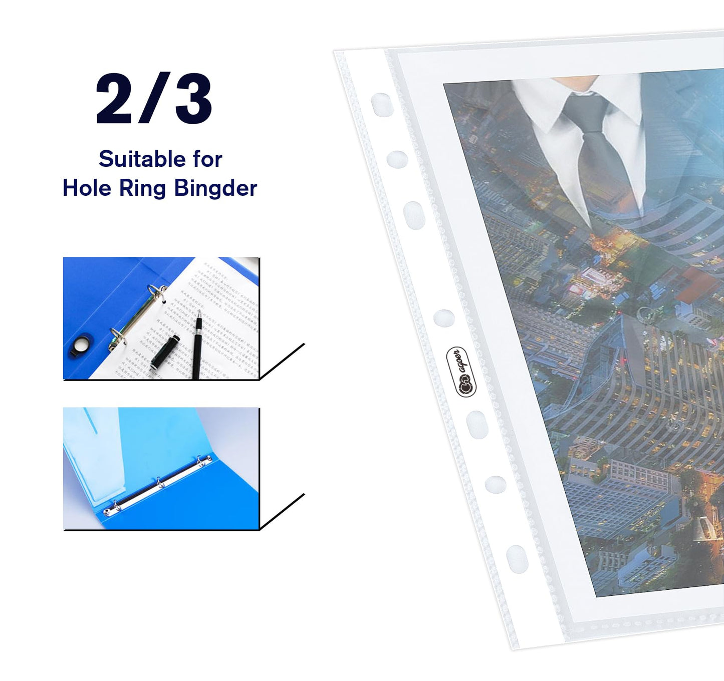 100 Clear A4 Heavy Duty 160 Micron Punched Pockets for Documents