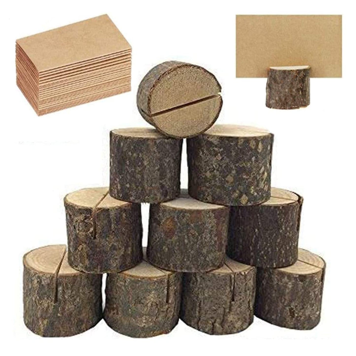 10 PCS Rustic Wooden Memo Clips Holders for Wedding and Party Decor-CentralDepot247