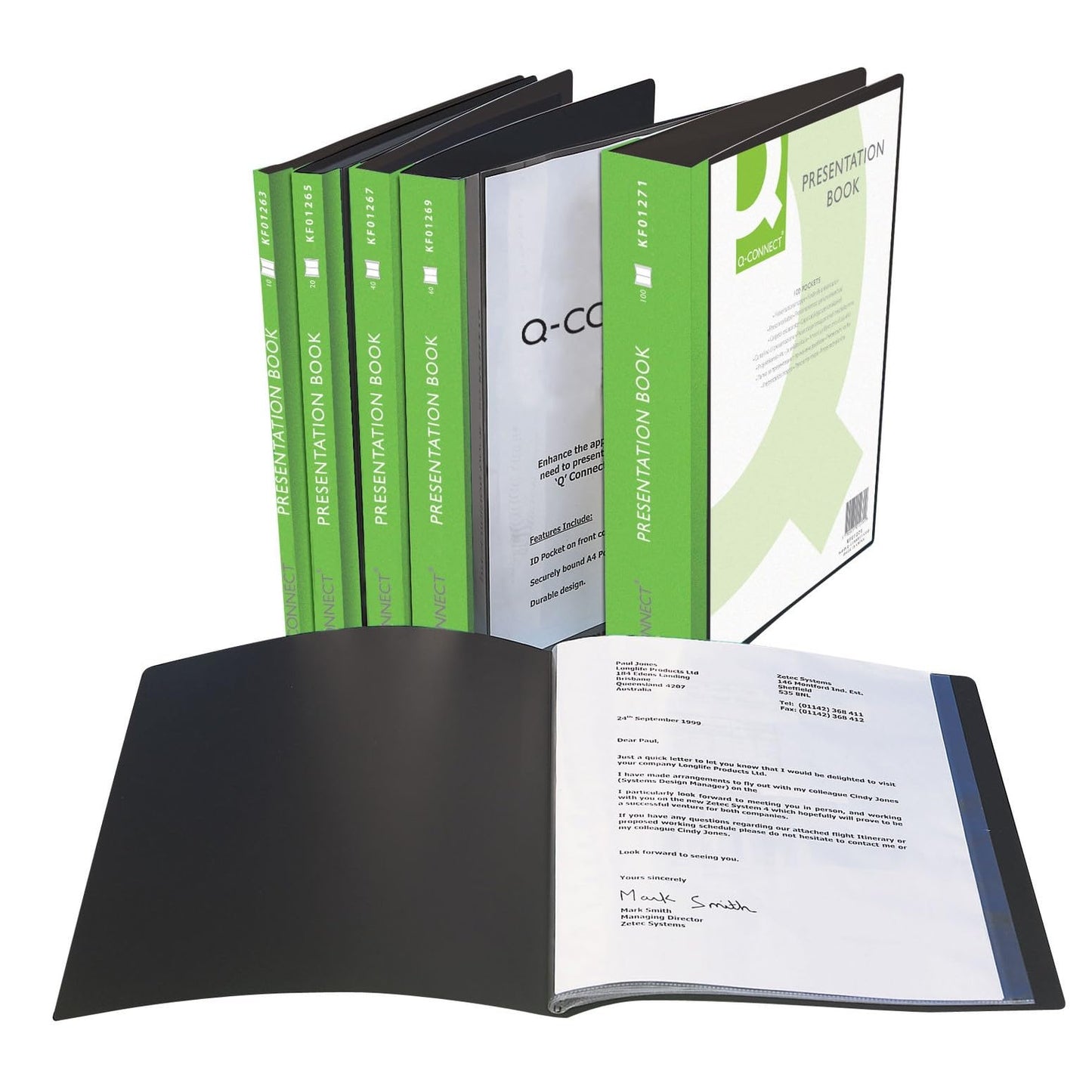 Q-Connect Presentation Display Book 100 Pocket A4 Black-CentralDepot247
