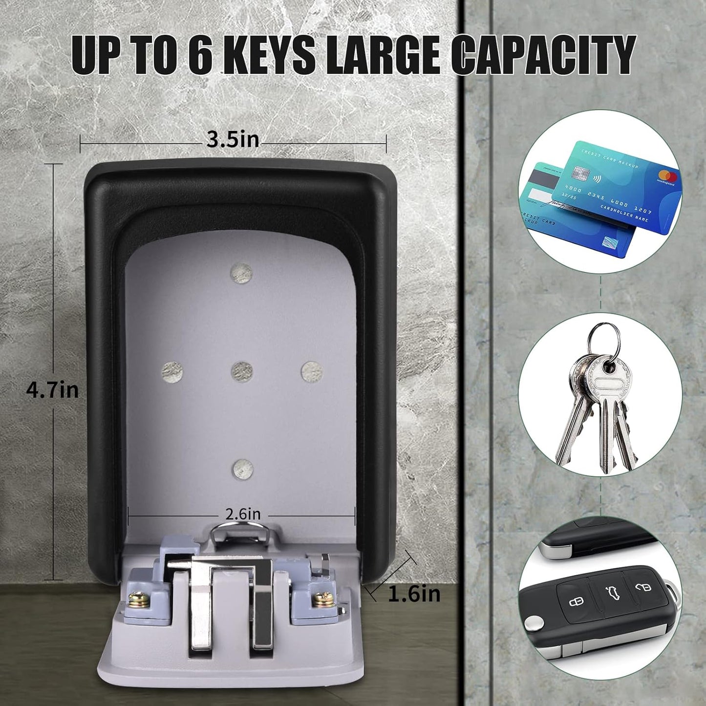 Wall Mounted Key Box - Waterproof Security Cabinet with Combination Lock