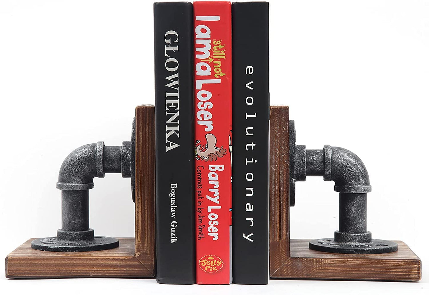 Rustic Industrial Wooden Bookends - Set of 2 (Black-Grey)-CentralDepot247