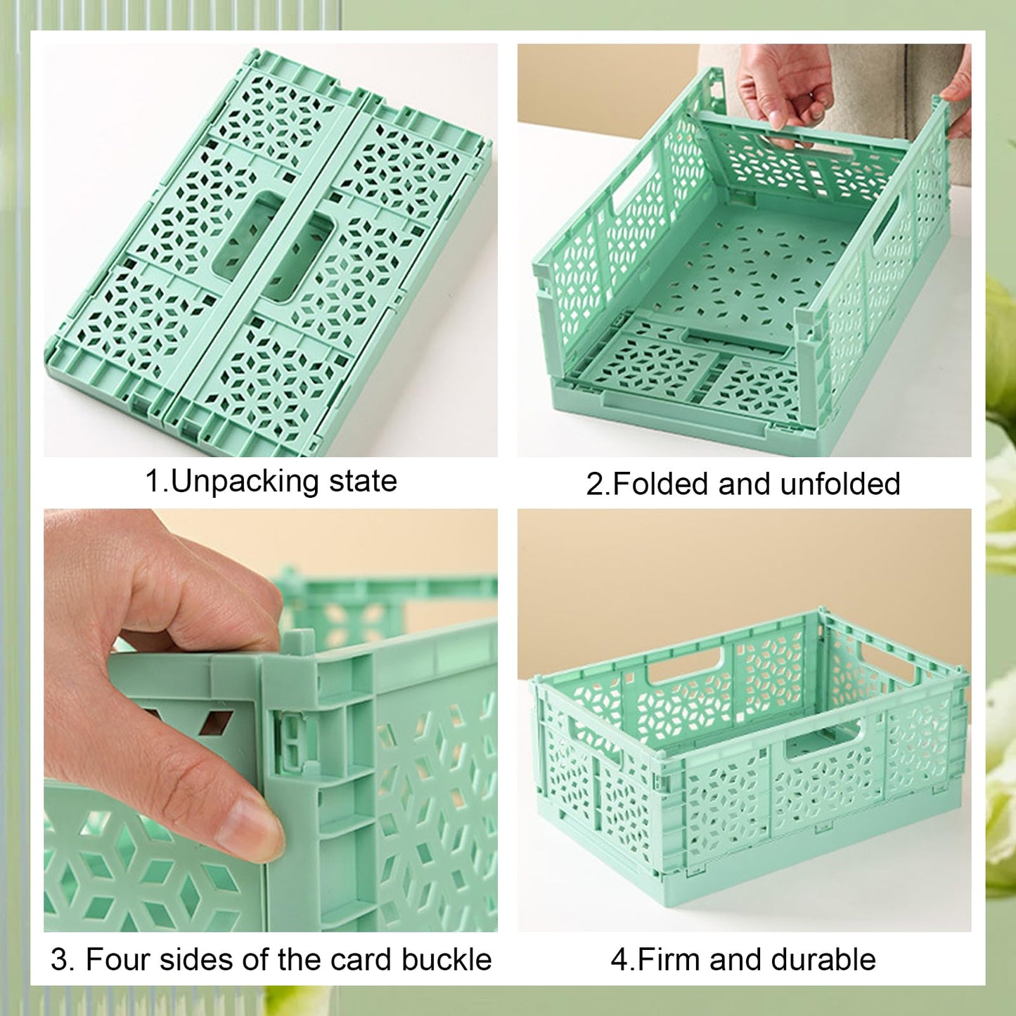 Stackable Storage Baskets - Pack of 6 Pastel Folding Crates-CentralDepot247