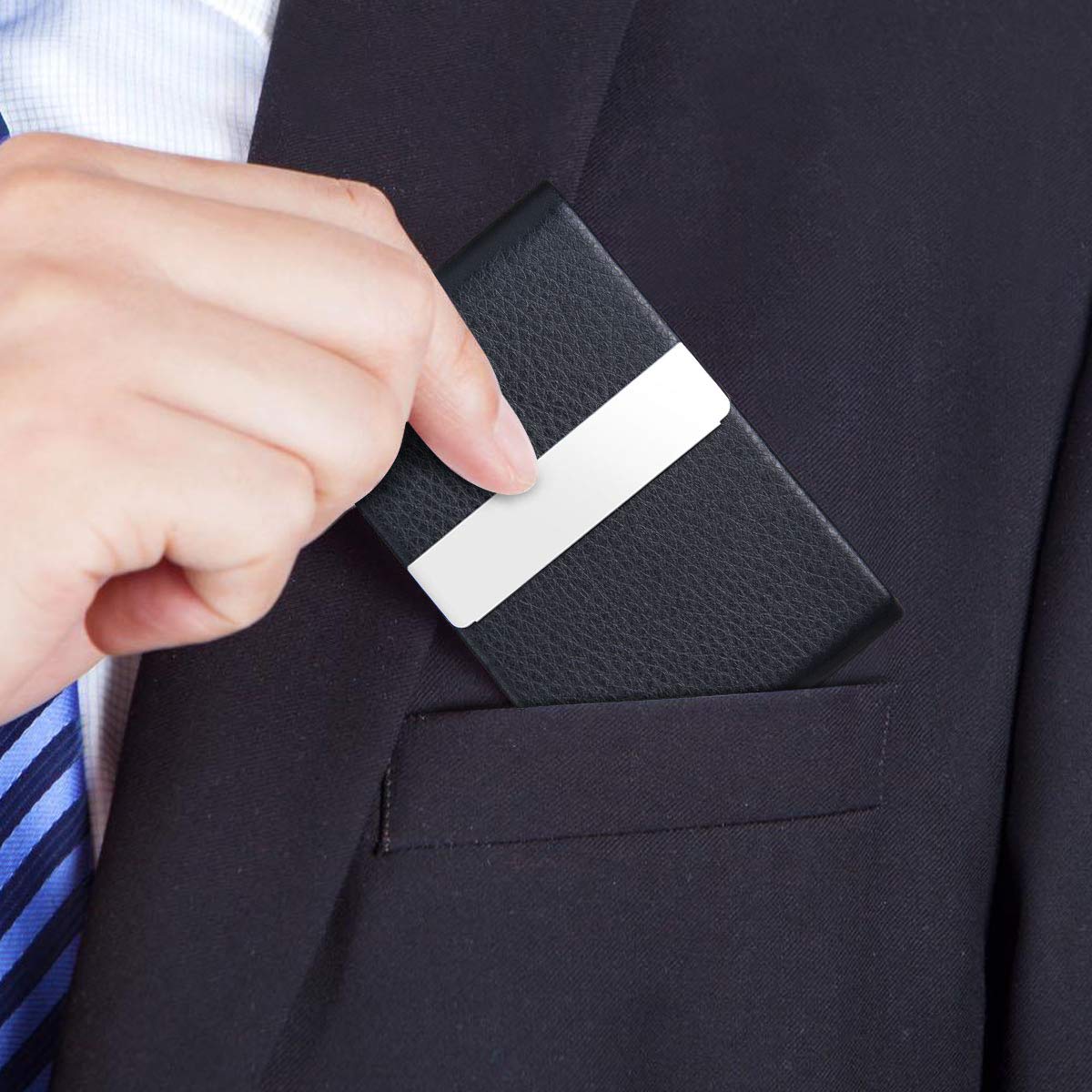 PU Leather Business Card Holder with Magnetic Buckle-CentralDepot247
