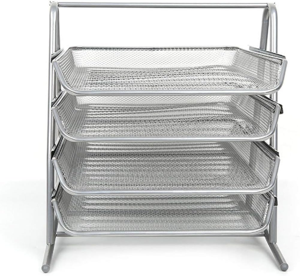 Silver Wire Mesh 4 Tier Letter Tray - A4 Document Organizer-CentralDepot247