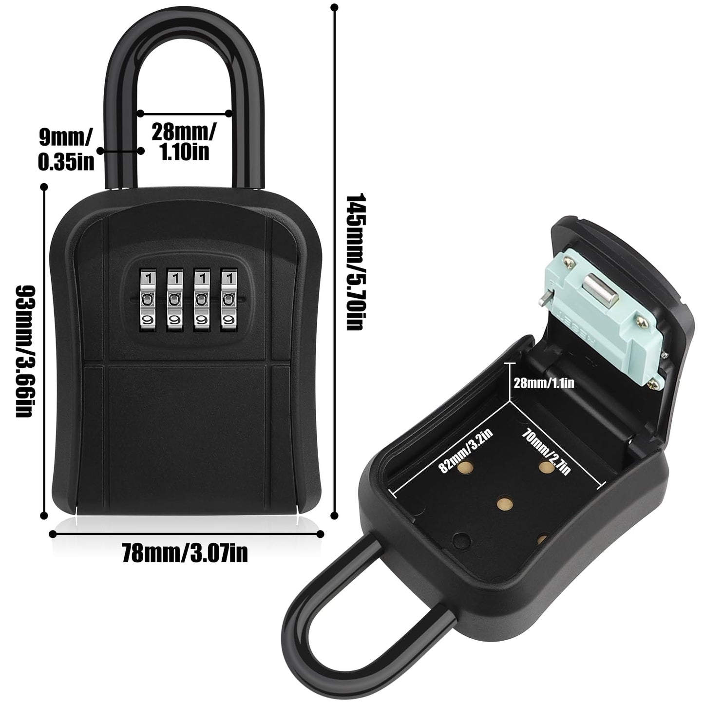 Weatherproof Portable Key Safe - Up to 5 Keys Capacity