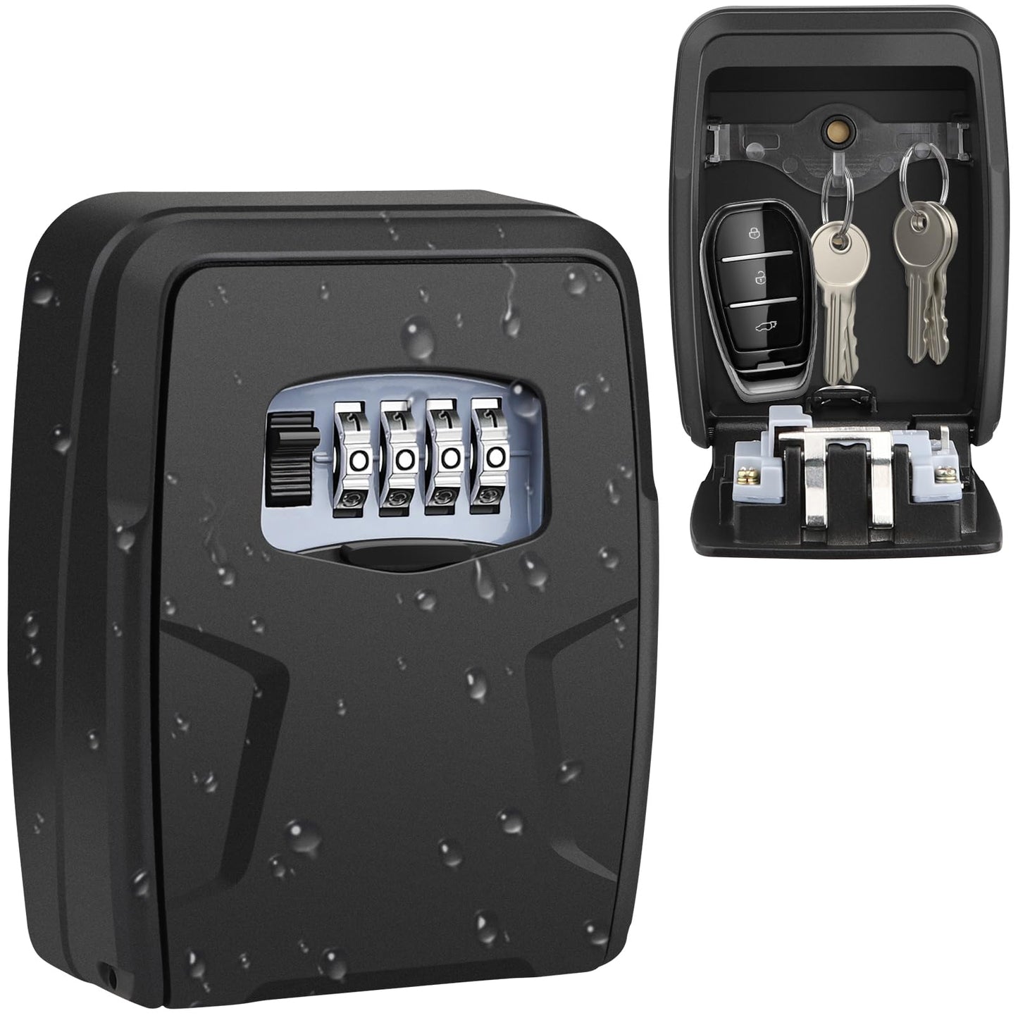 Extra Large Wall Mounted Key Lock Box for 10 Keys and Cards