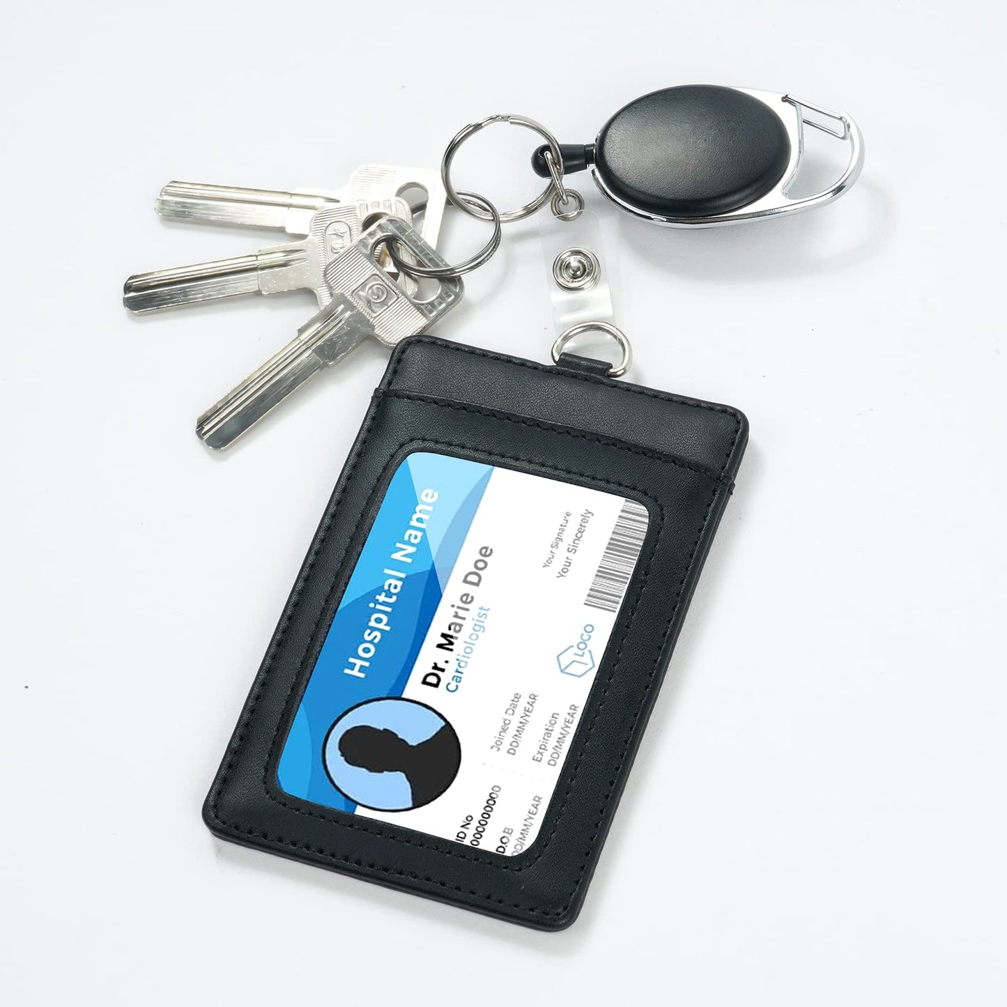 Retractable Badge Reels 2pcs Heavy Duty Keychain with Clips