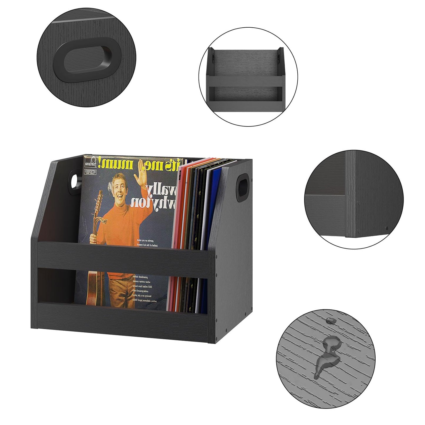 Vinyl Album Storage Box - Rustic Brown LP Record Holder-CentralDepot247