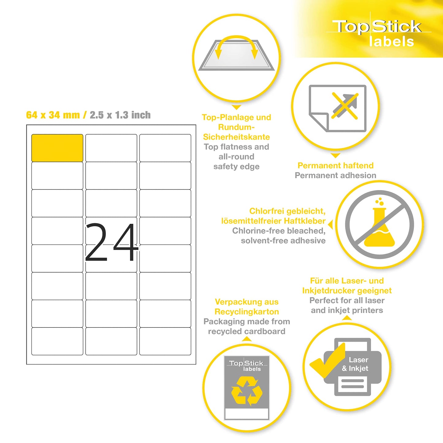 TopStick Self Adhesive Address Labels - 2100 Blank Labels
